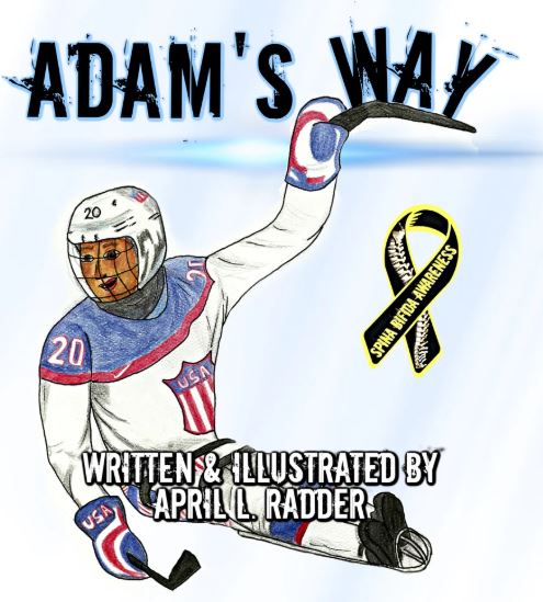 A book cover featuring a sled hockey player and the title "Adam's Way".